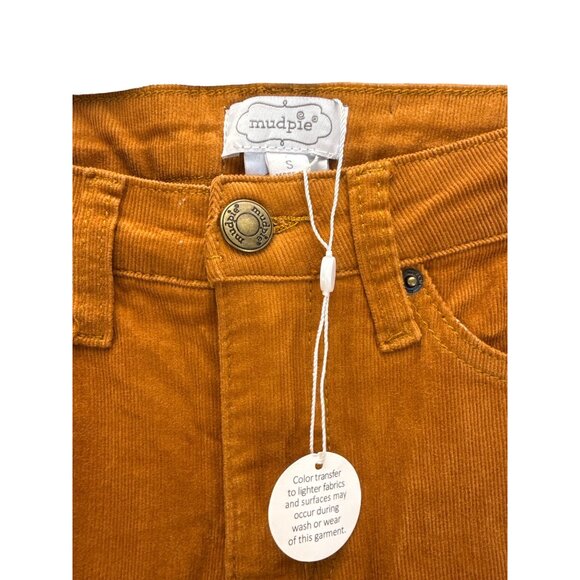 Mud Pie Corduroy Pants S NWT Women’s Brown Crop Raw Hem Stretch Casual - Picture 3 of 7